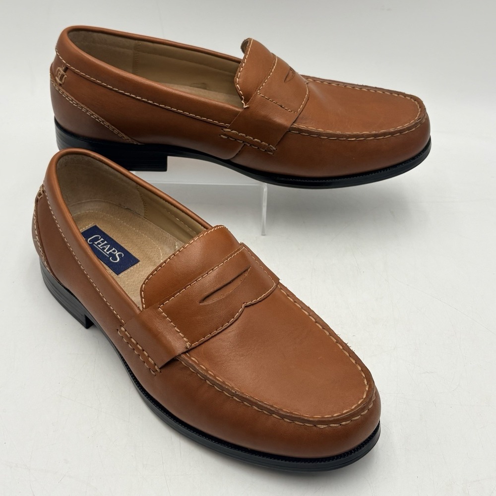 Chaps Ralph Lauren Mens 9.5 Leather Brown Tan Contributor Penny Loafer Slip-On